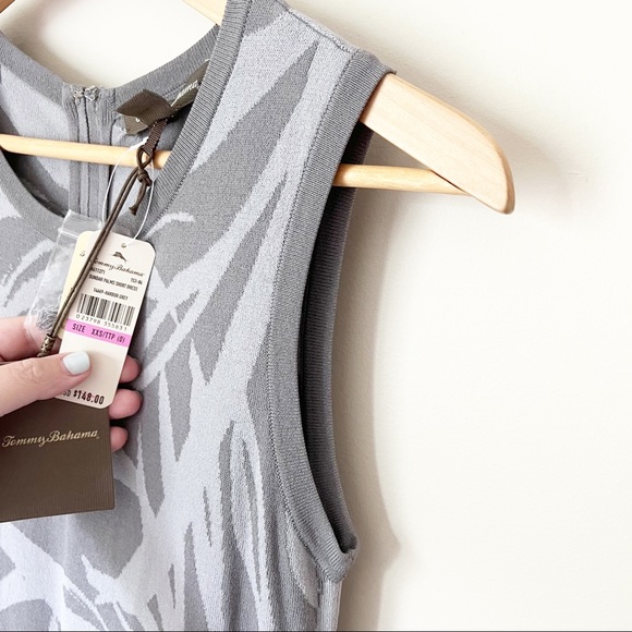 Tommy Bahama Dunbar Palm Knit Sleeveless Sheath Dress Harbor Grey XXS NWT - Picture 6 of 11